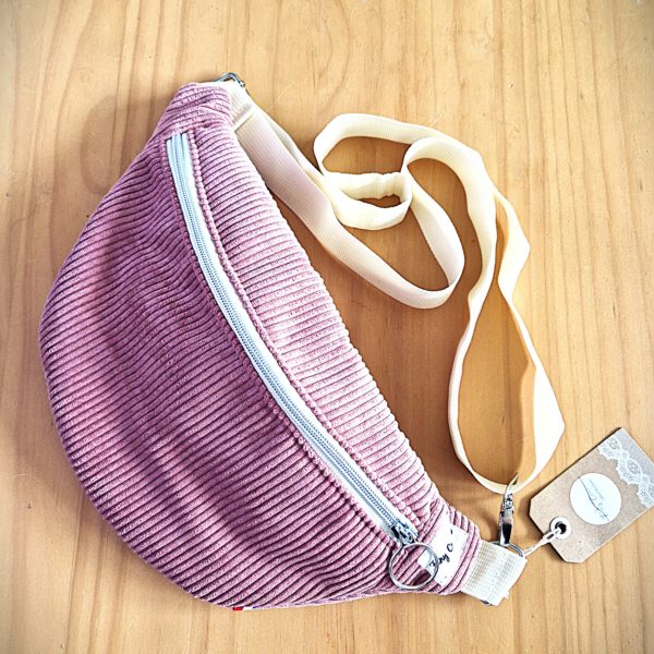 sac banane en velours côtelé vieux rose TM  (nouvelle collection)