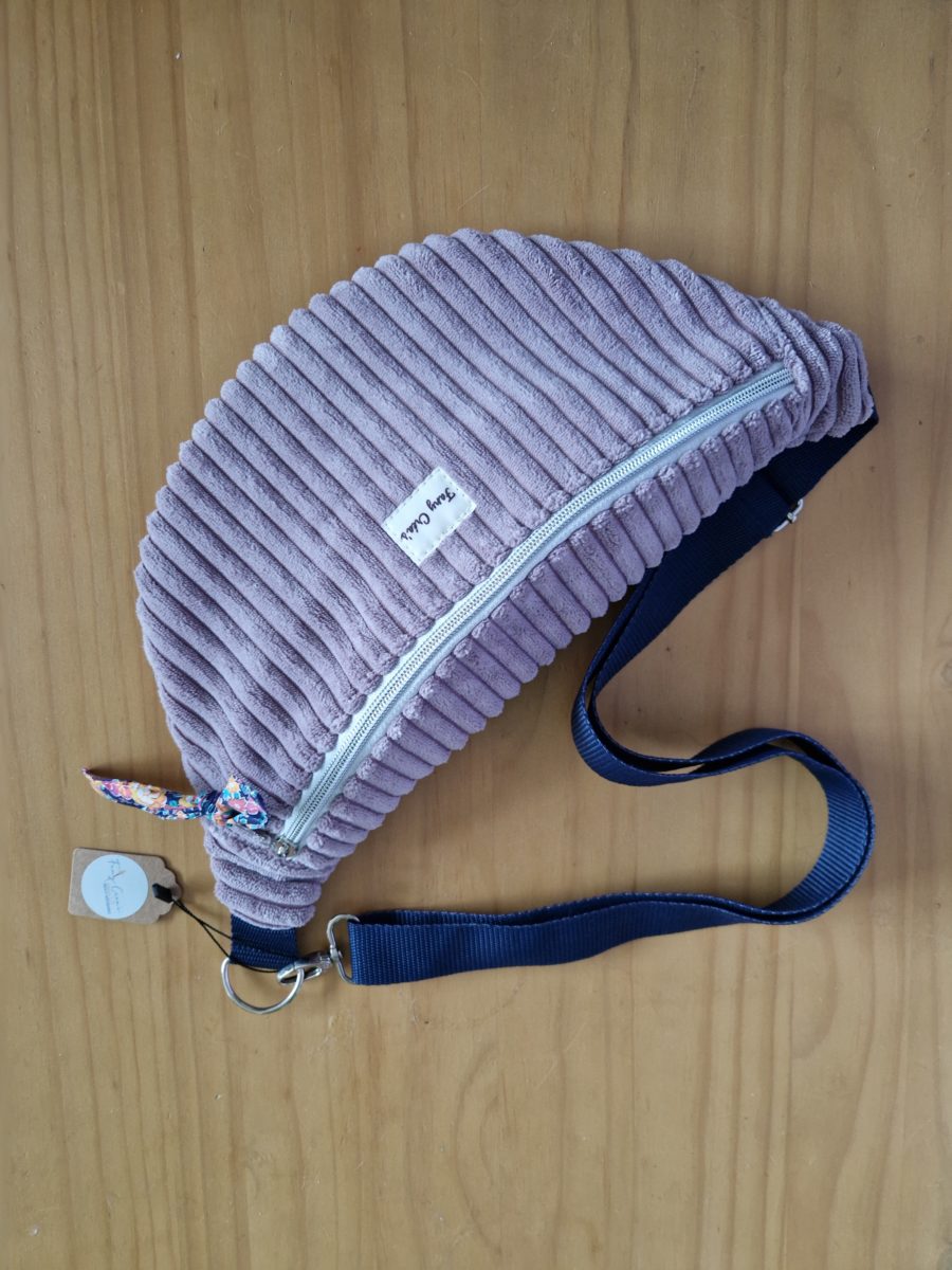 sac banane en velours côtelé mauve TM  (nouvelle collection)