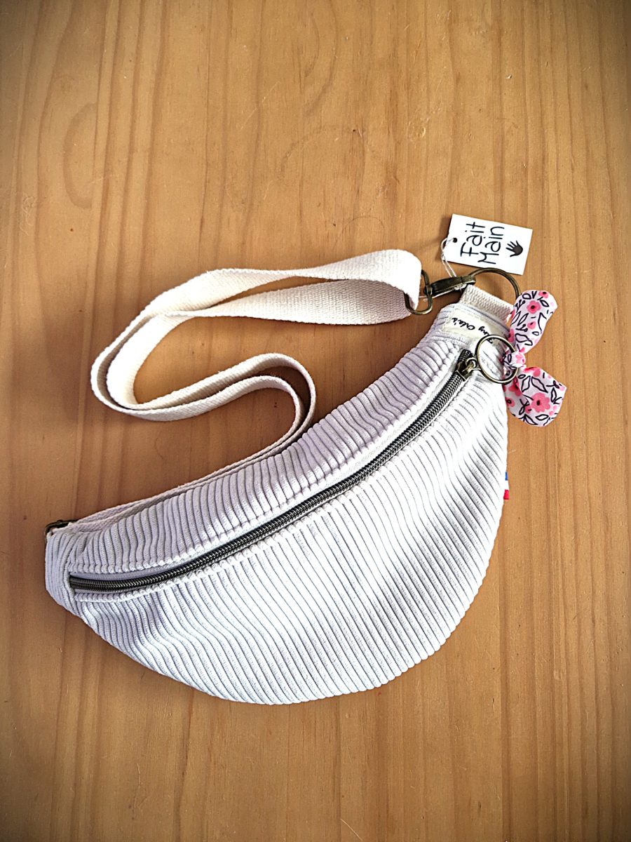 sac banane en velours côtelé écru TS  (nouvelle collection)
