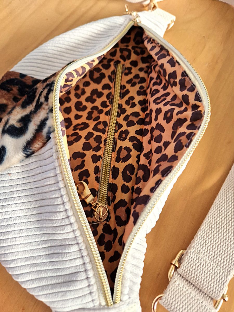 sac banane en velours côtelé écru et velours panthère TS  (nouvelle collection) – Image 4