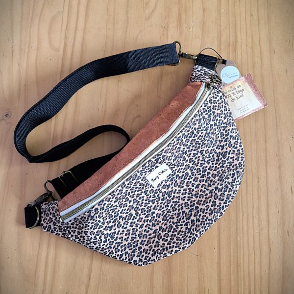 sac banane en liège de luxe imprimé léopard et bronze  (nouvelle collection)