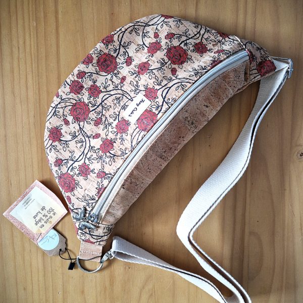 sac banane en liège de luxe imprimé roses rouge (nouvelle collection)