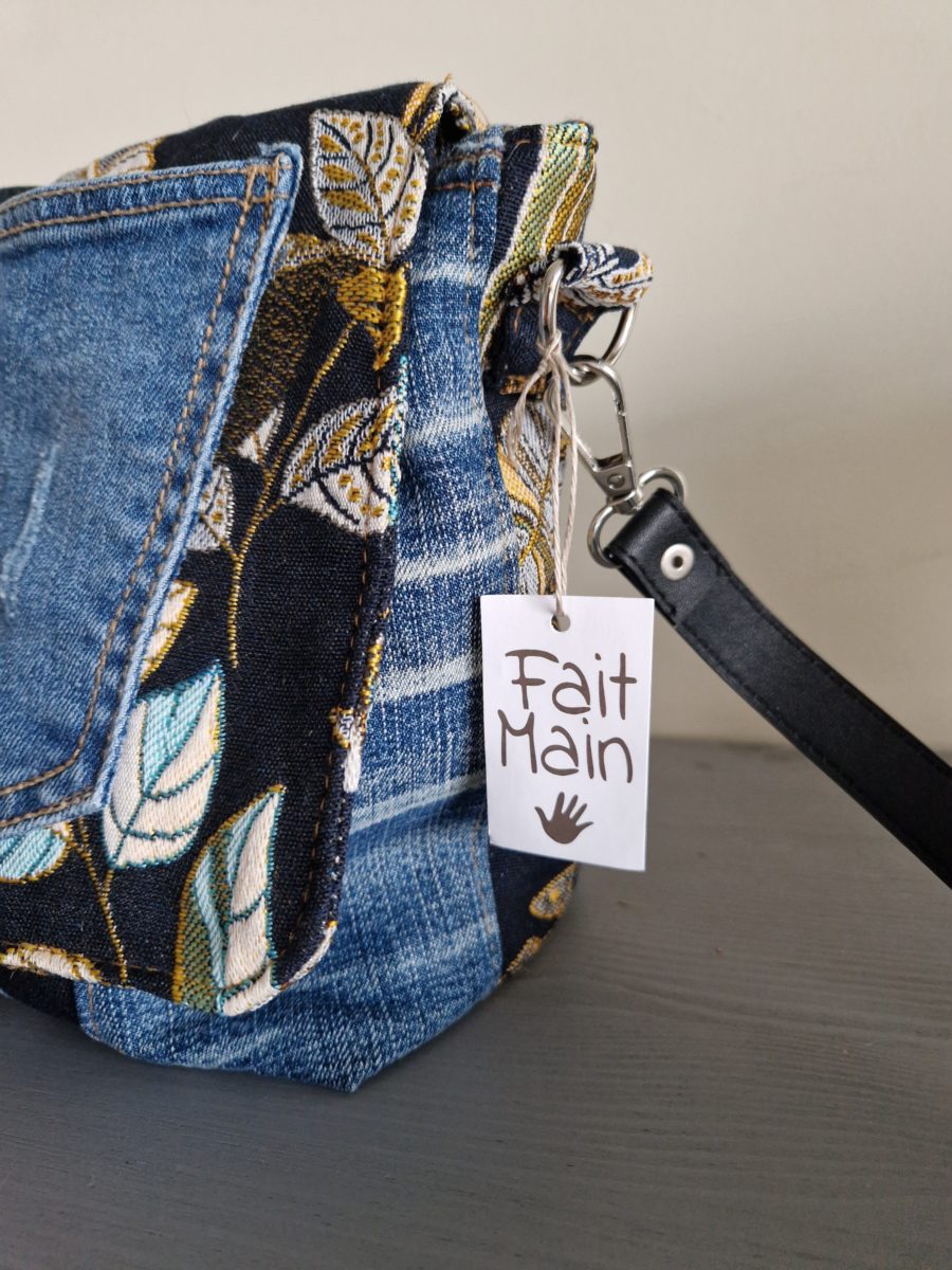 Sac à main en jean upcyclé et Jacquard Français – Image 2