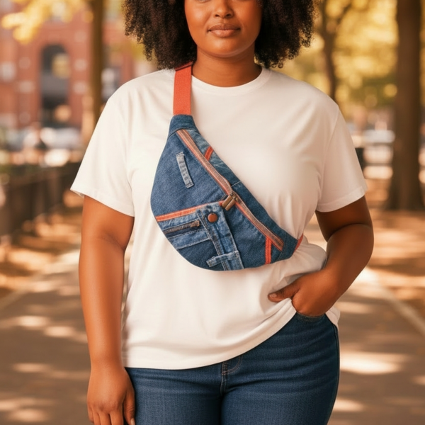 sac banane en jean upcyclé  Taille M (nouvelle collection) (Copie)