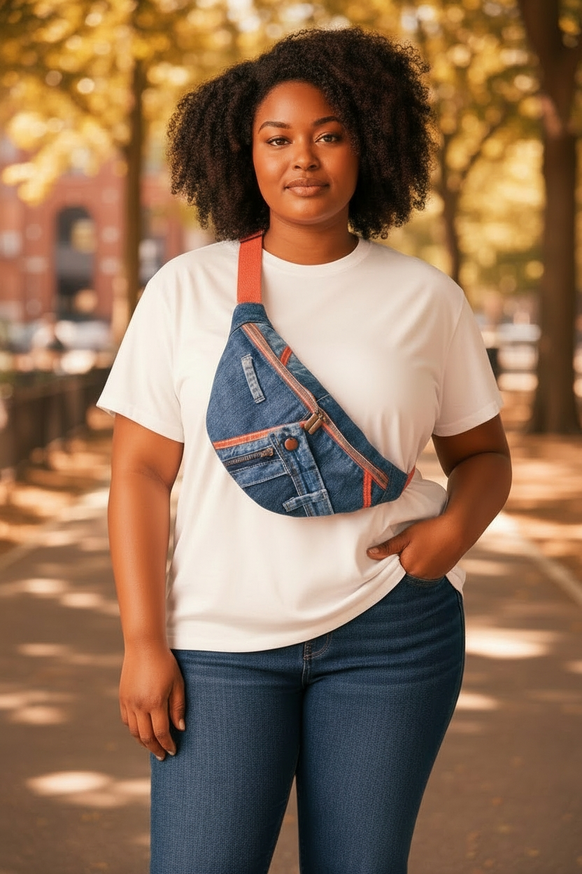 sac banane en jean upcyclé Taille M (nouvelle collection) (Copie)