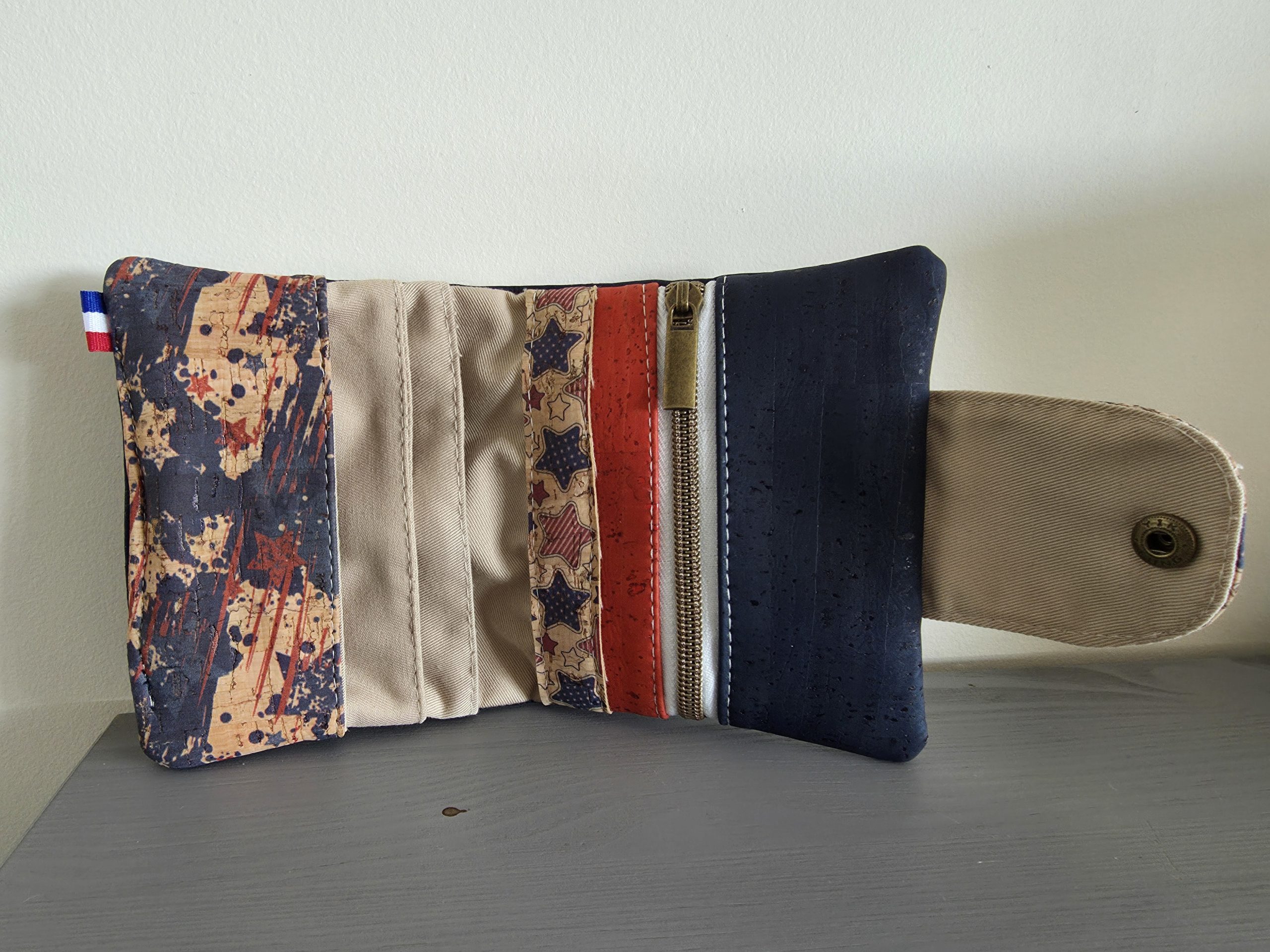 Porte feuille en liège bleu marine de luxe inspiration USA – Image 4