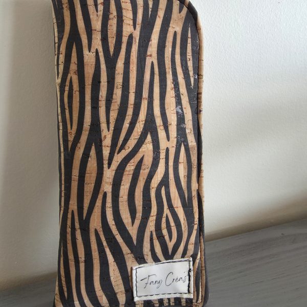 Etui à lunettes en liège de luxe imprimé zèbre collection "savane"